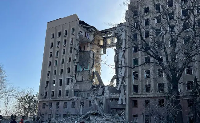 Russian Rocket Blasts Hole In Government Building In Ukraine, 12 Dead